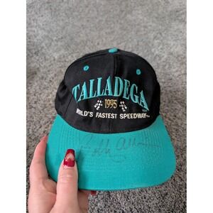 Vintage 1995 Talladega Superspeedway Hat Bobby Allison Autograph Teal Black KC